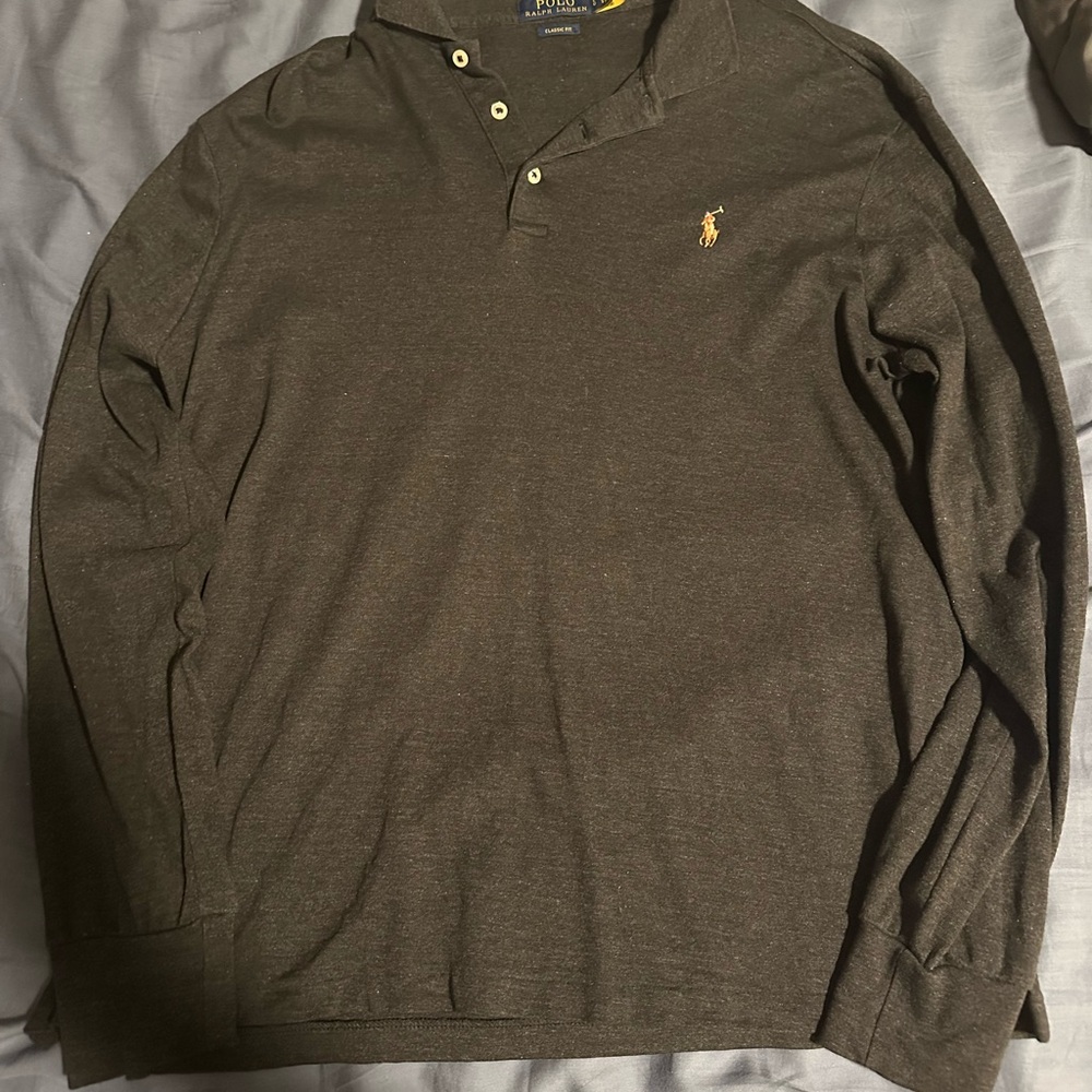 Polo by Ralph Lauren Men's Dark Gray Long Sleeve Shirt